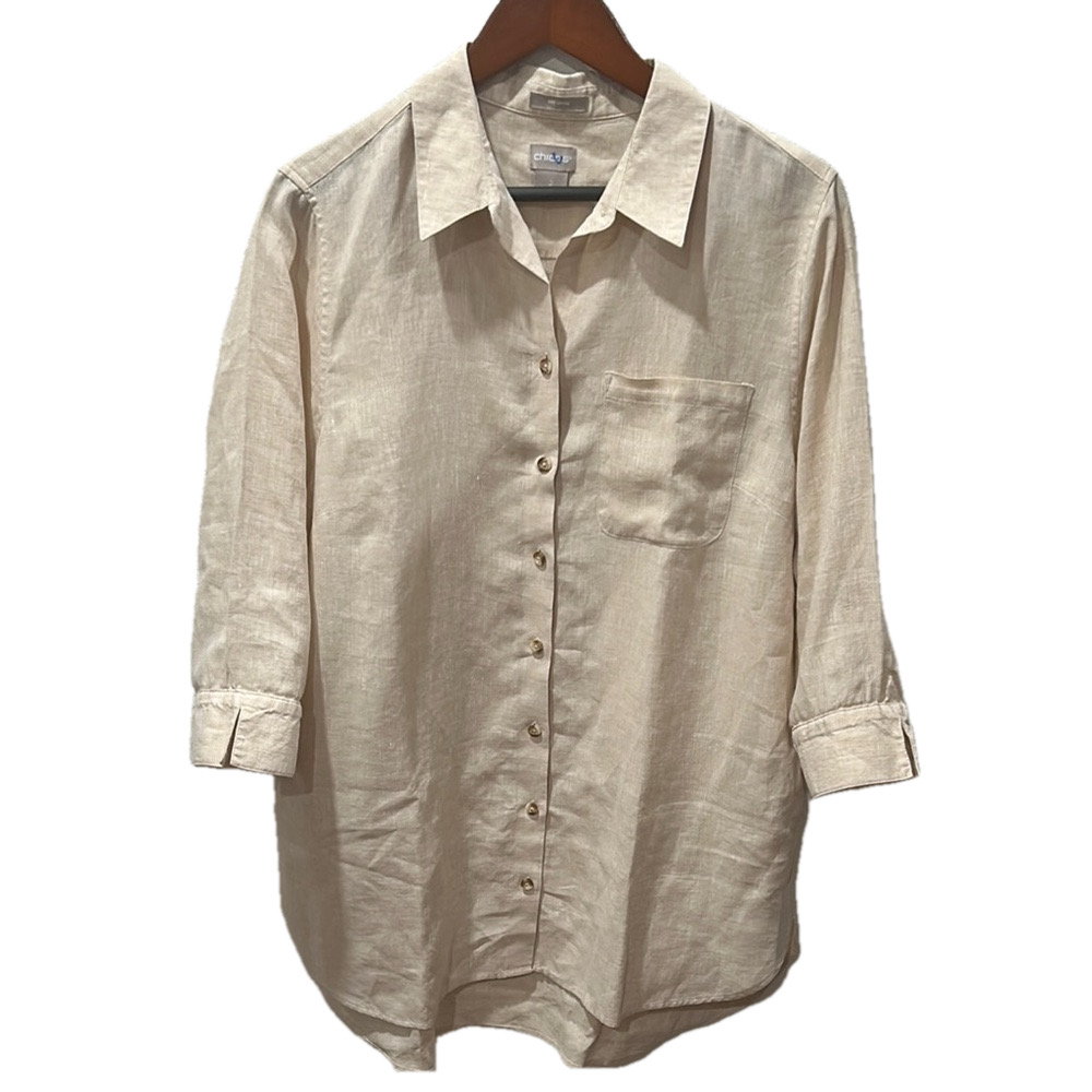 Chico’s  cream blouse size 2 /us size 12/14 GUC..